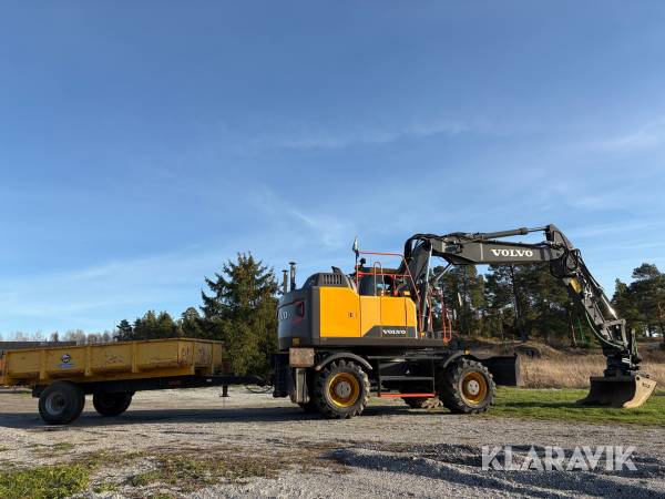 Grävmaskin Volvo EW160E med kärra, GPS och redskap