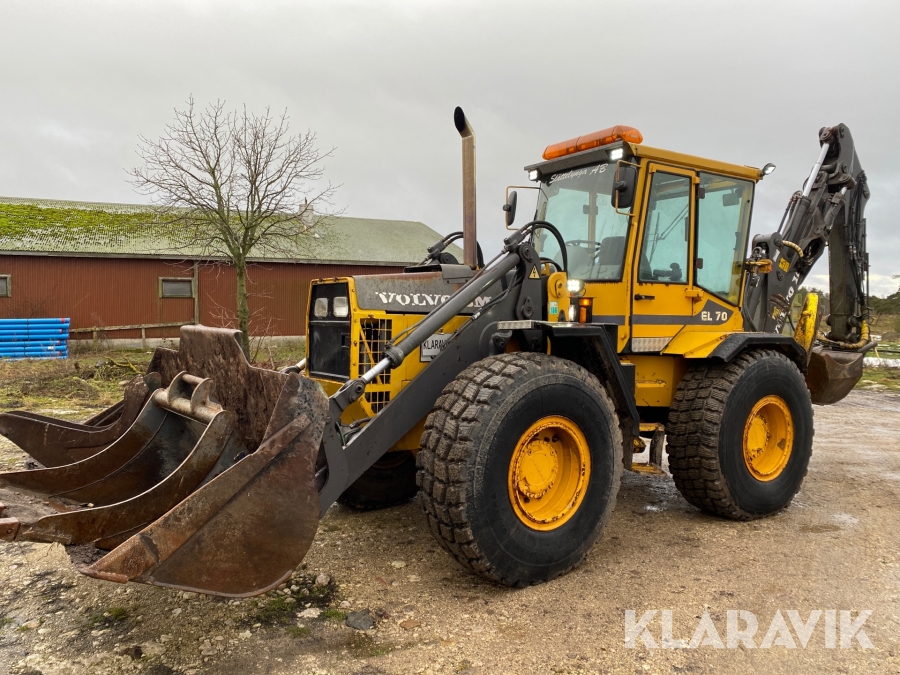 Grävlastare Volvo BM EL70 med tiltrotator och skopor