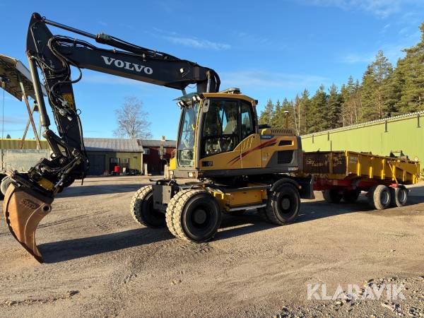 Grävmaskin Volvo EW160D med vagn och redskap