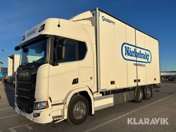 Lastbil Scania R520 6x2 V8 16.4 520 Hk med skåp och öppningsbar sida