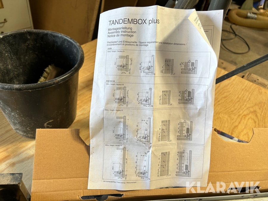 Delar till utdragbara lådor Blum Tandembox plus