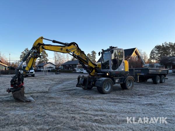 Grävmaskin Wacker Neuson EW100 med tippvagn och redskap