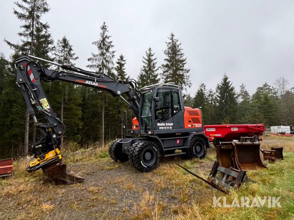 Hjulgrävmaskin Atlas 140 W med vagn och redskap