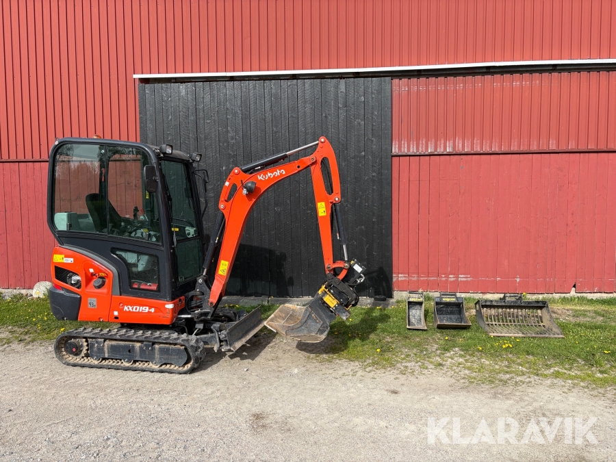 Grävmaskin Kubota KX019-4 med tiltrotator och redskap