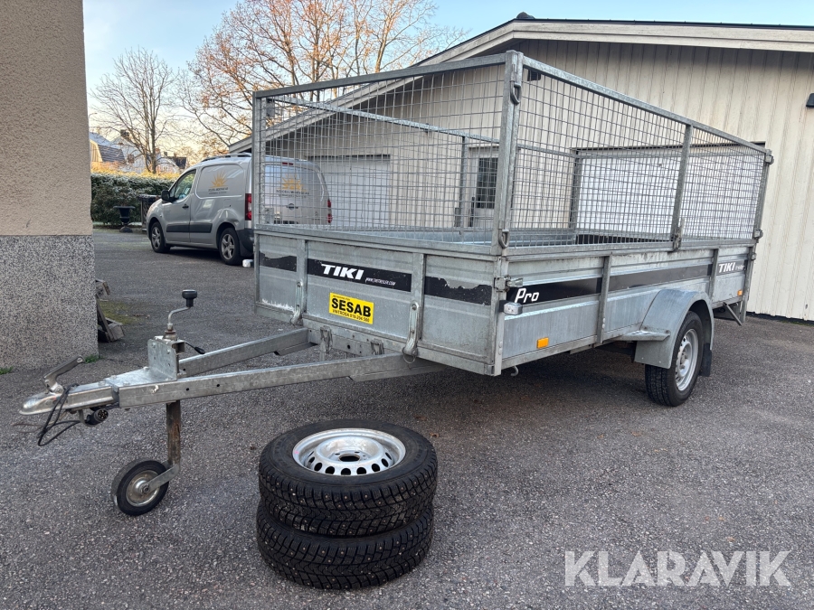 Personbilssläp Tiki Cp350-lh med tipp och gallersats