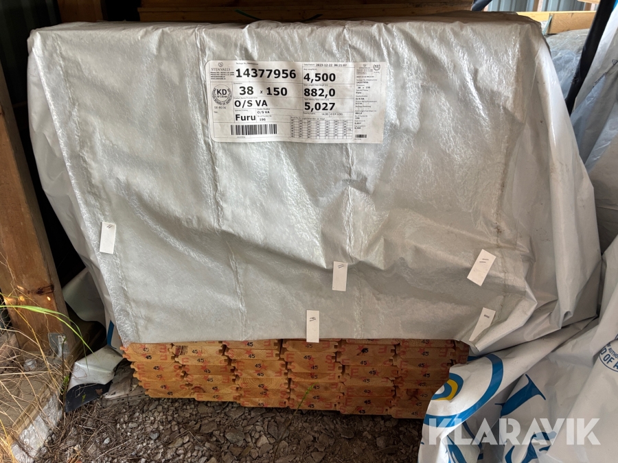 Stugtimmer Stenvalls furu 34x145.  O/S VA.  882 löpmeter