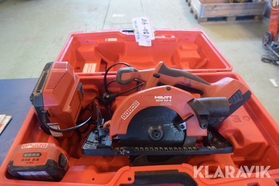 Klaravik Auktioner S g Hilti SCW 22A handcirkels g batteri