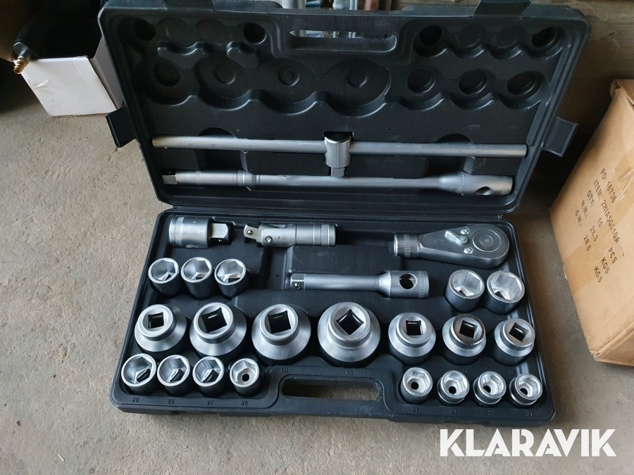 Hylsnyckelsats 26 delar 21-65 mm. 3/4