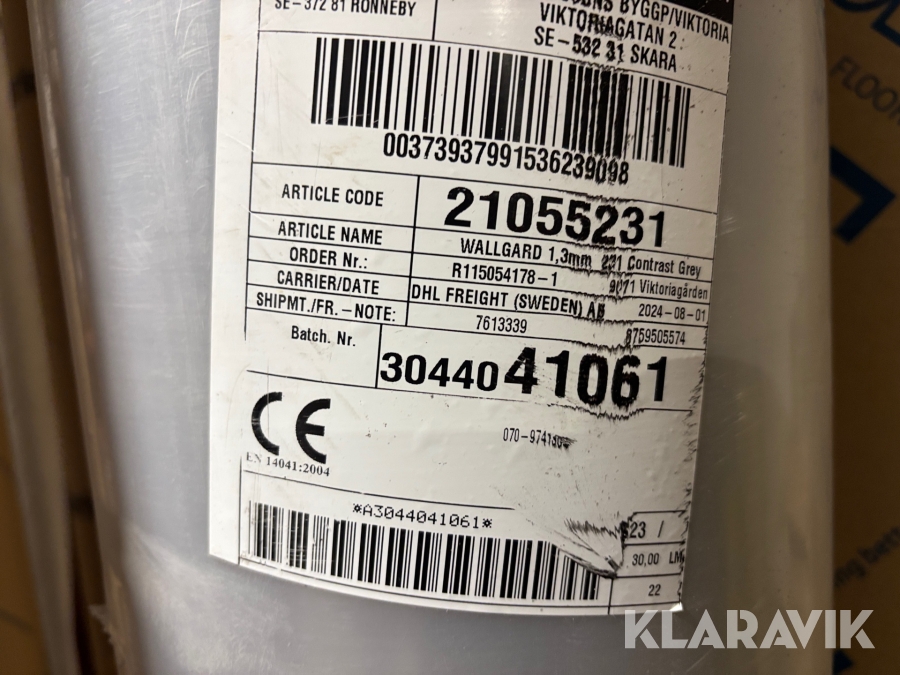 Vinylmatta Tarkett Wallgard Contrast grey 180m2