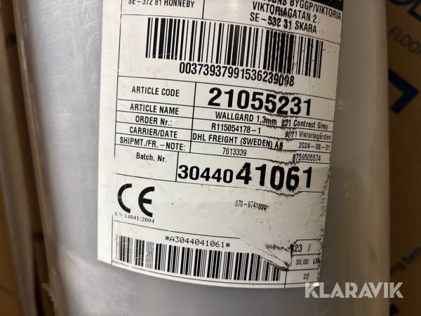 Vinylmatta Tarkett Wallgard Contrast grey 180m2