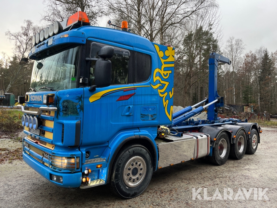 Lastbil Scania R144 tandem med snabblås och Lastväxlare