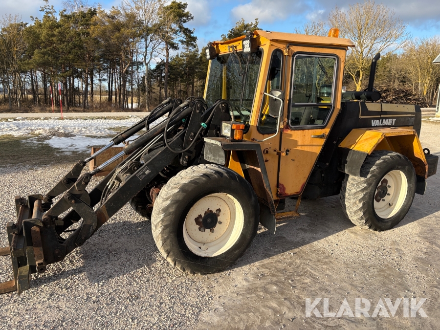 Hjullastare Lundberg Hymas Valmet 343 med skopa & gafflar