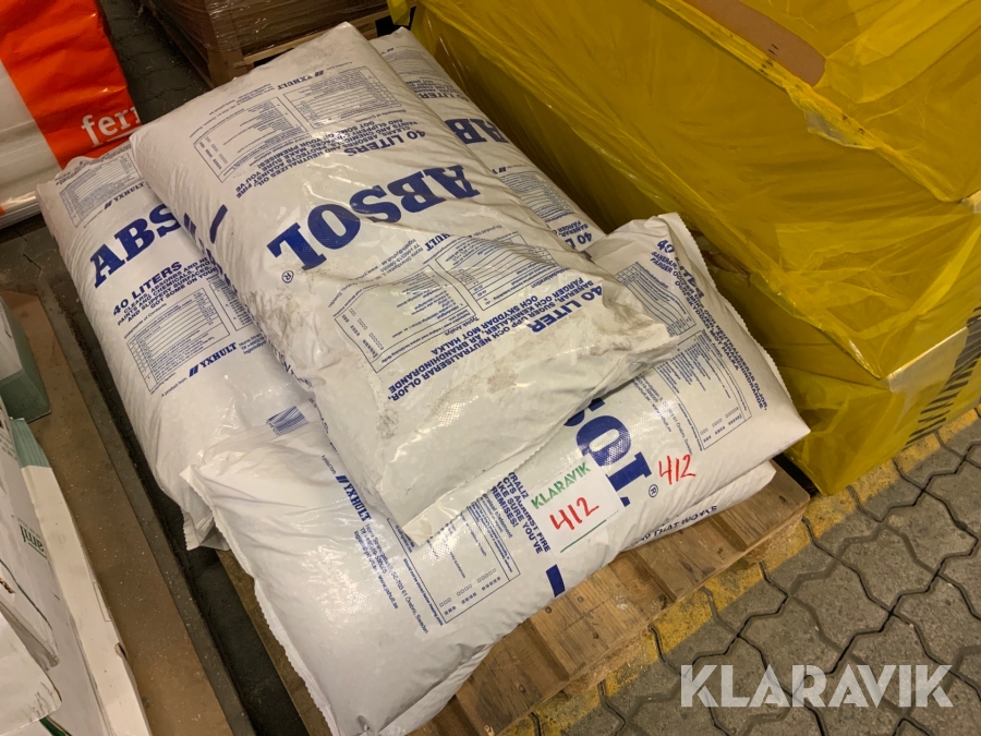 Absol för sanering/uppsägning av oljor 40 liters säckar,  7 stycken