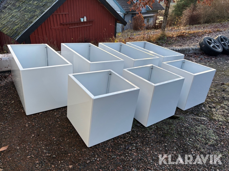 Planteringskärl för utemiljö ADD Garden rostfri vitlackad Magnelisplåt 7 st 