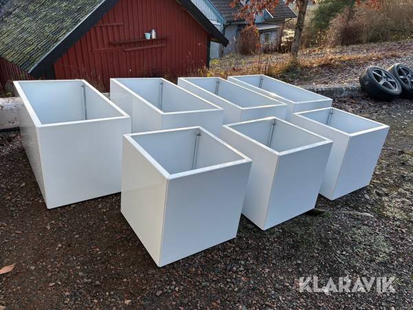 Planteringskärl för utemiljö ADD Garden rostfri vitlackad Magnelisplåt 7 st