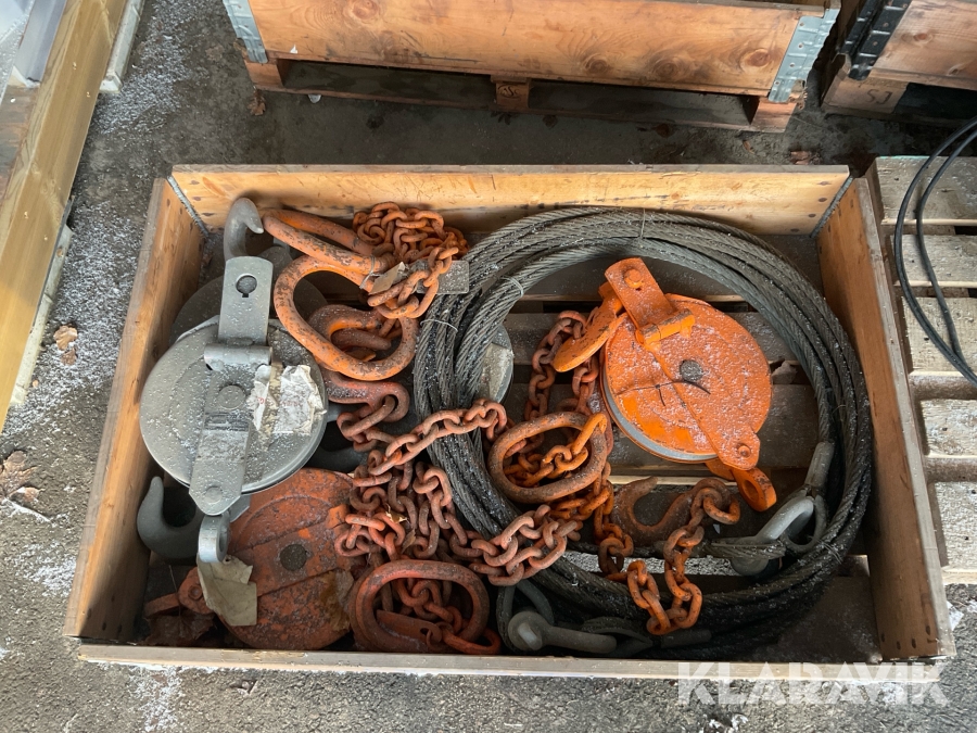 Bärgningsredskap Linblock, Kätting, Vajer