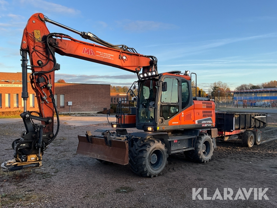 Grävmaskin Doosan DX170W-5 GPS/TILT/KÄRRA