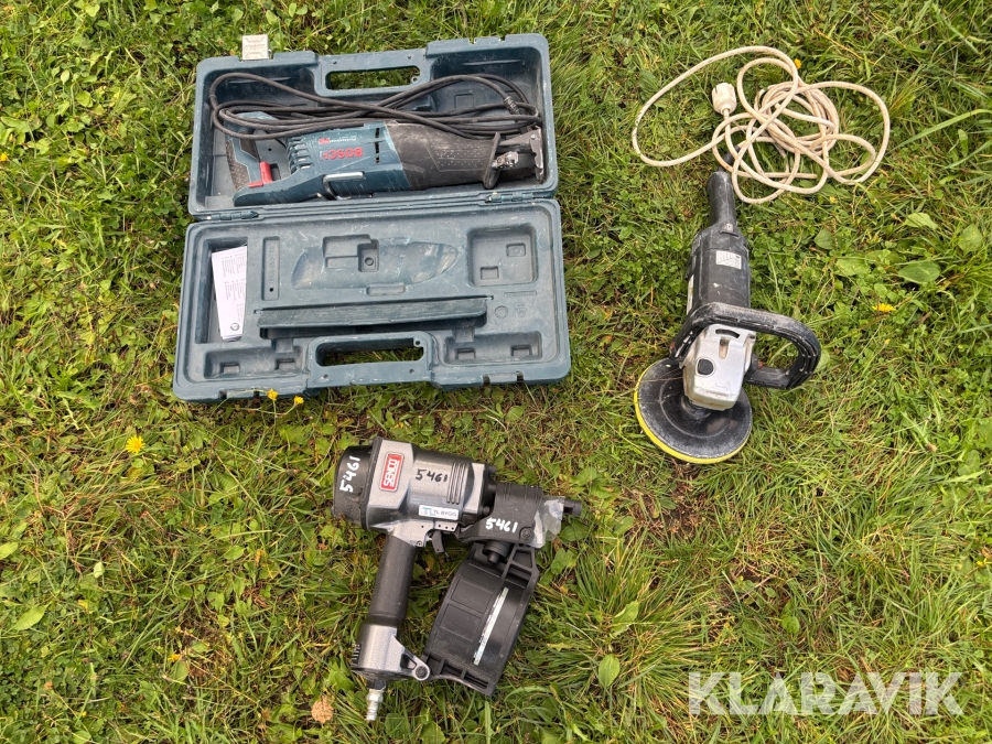 Tigersåg, polermaskin & trumspikpistol Bosch, Senco & Meec