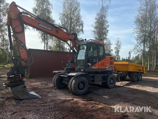 Grävmaskin Doosan DX165W-5 med Dumpervagn & Planeringsskopa