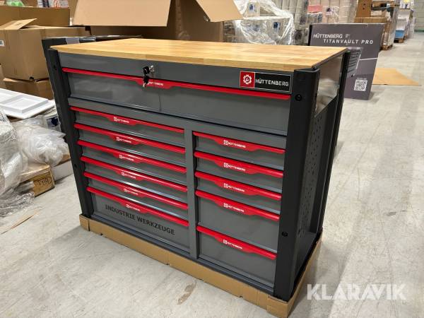 Stor verktygsvagn 12 lådor Hüttenberg inklusive verktyg