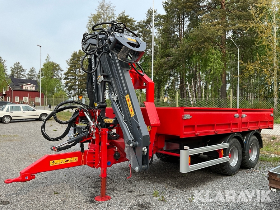 Flakväxlarvagn Bigab 10-14 med kran och skopor
