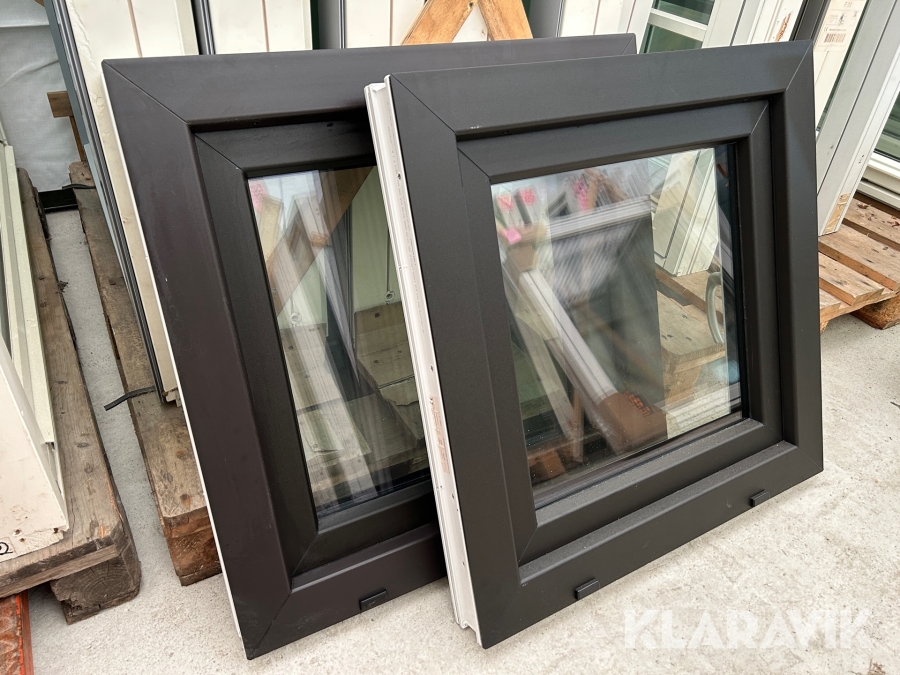 Fönster   PVC, svart, inåtgående - 2 st