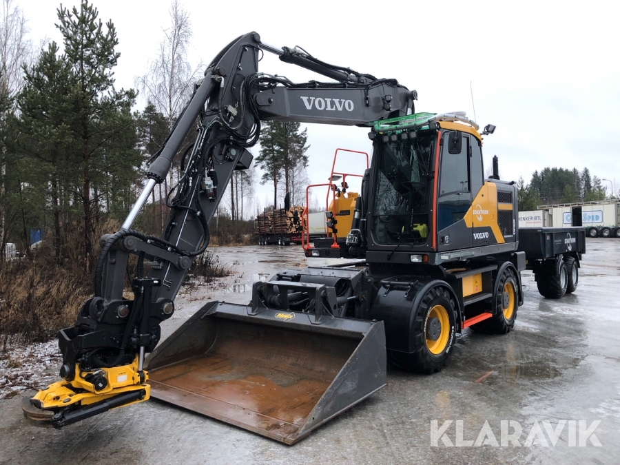 Hjulgrävmaskin Volvo EW160E med schaktvagn och välutrustad