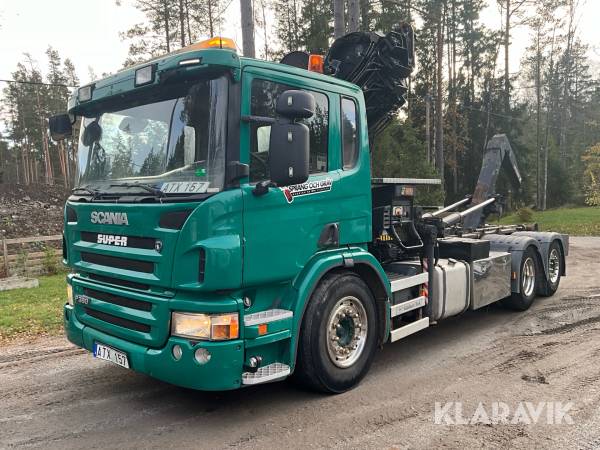 Kranväxlare Scania P380 med kran HIAB 244 EP-5 HIPRO och växlare HIAB 17 T