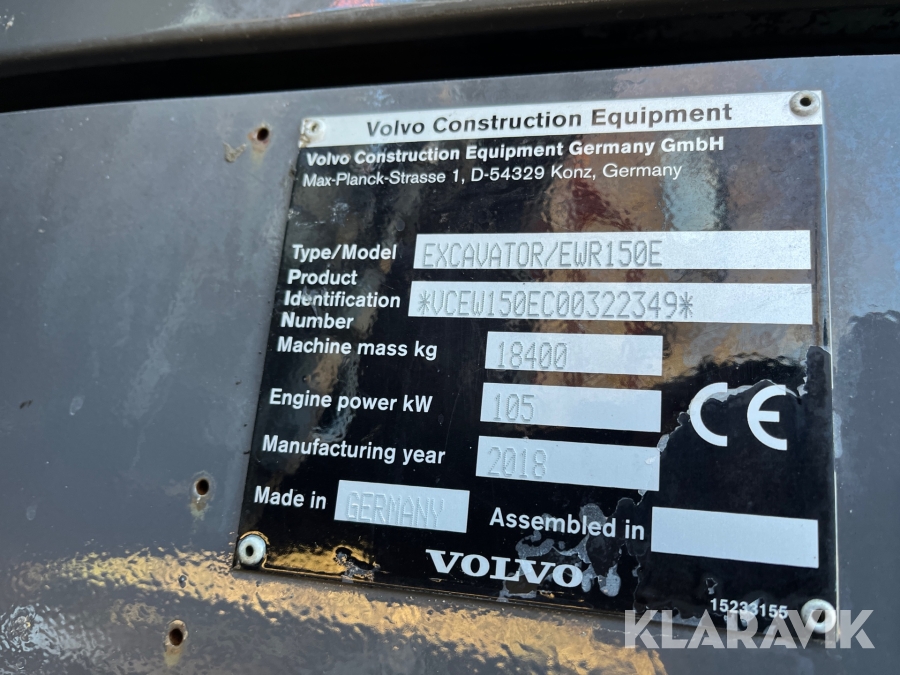 Hjulgrävare Volvo EWR150E GPS / Vagn