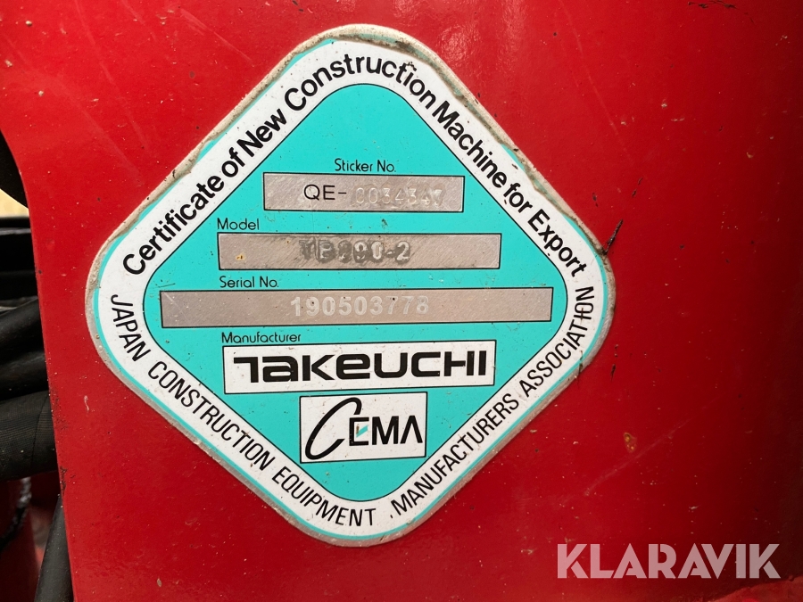 Bandgrävare Takeuchi TB290-2 med 3 skopor