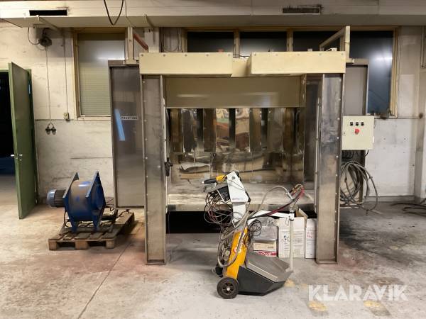 Sprutbox Mikaelsen med pulverspruta och 6 pallar färg