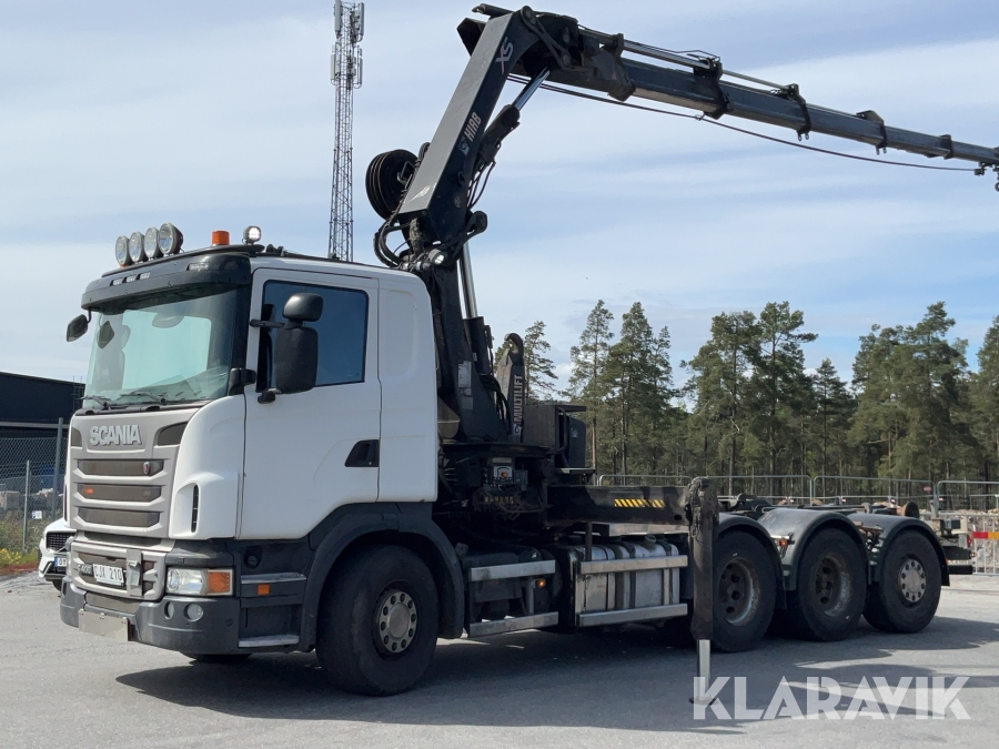 Kranväxlare Scania G400 8x4 med kran HIAB 244 EP-5 HIPRO, och växlare HIAB 20T
