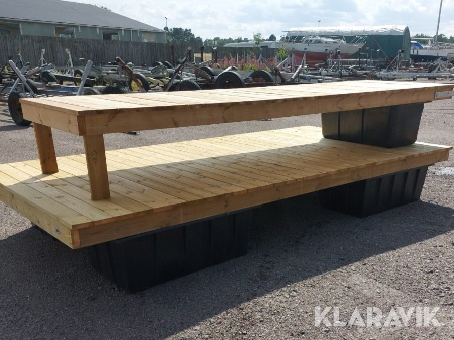 Brygga med landgång 4000x1200mm med 2st ankarsten