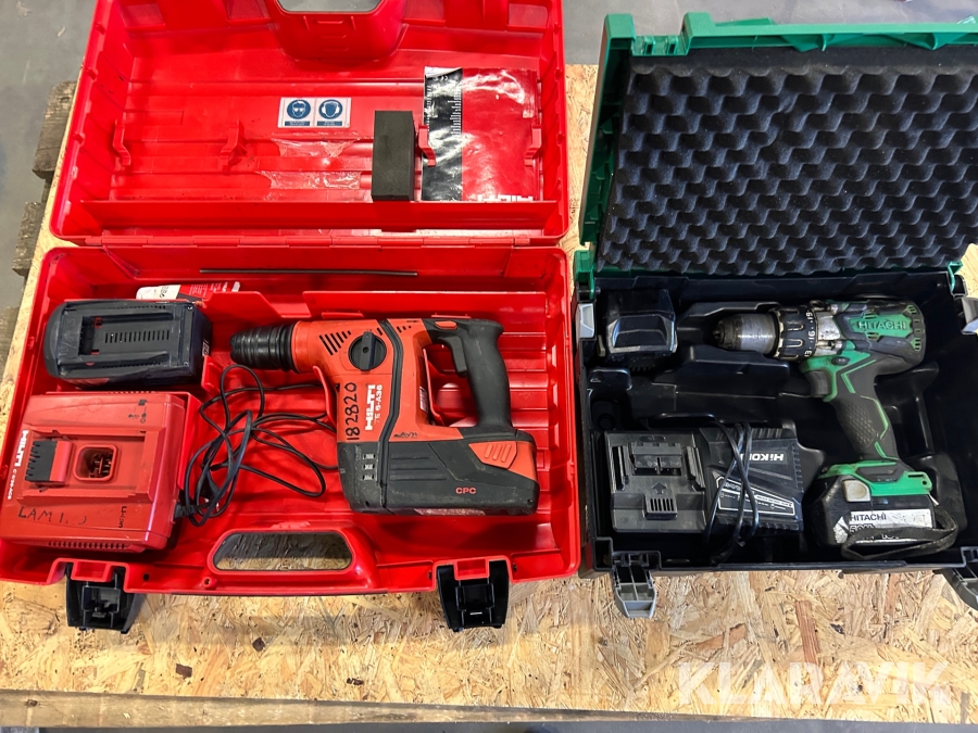 Borrhammare 1 st, Borrskruvdragare 1 st Hilti / Hitachi TE 6A36 AVR / DS 18DBL2