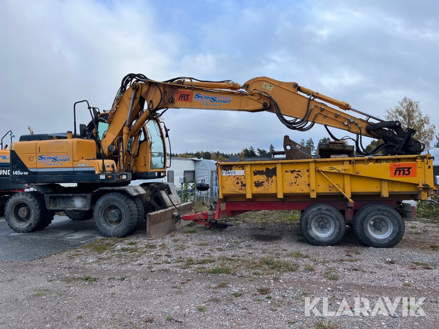 Grävmaskin Hyundai 140w med kärra och redskap