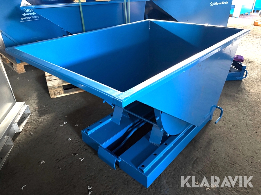Tippcontainer Movetech med truckplatta och spak