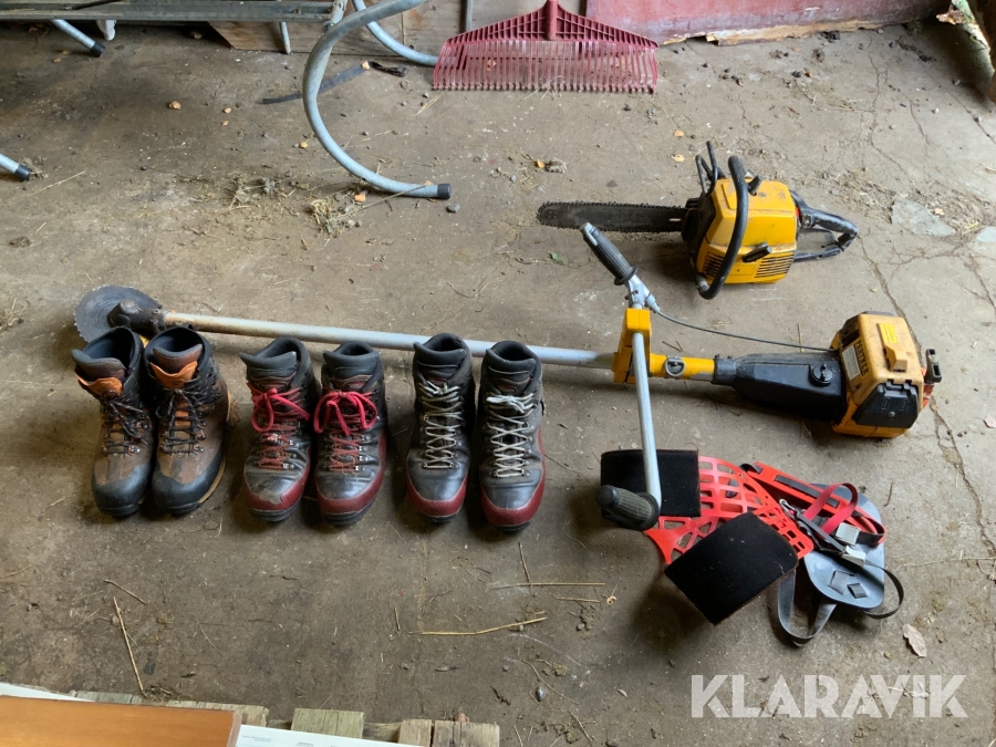 Röjsåg, motorsåg samt sågkängor