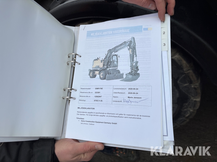 Grävmaskin Volvo EWR170E med grävsystem och många redskap