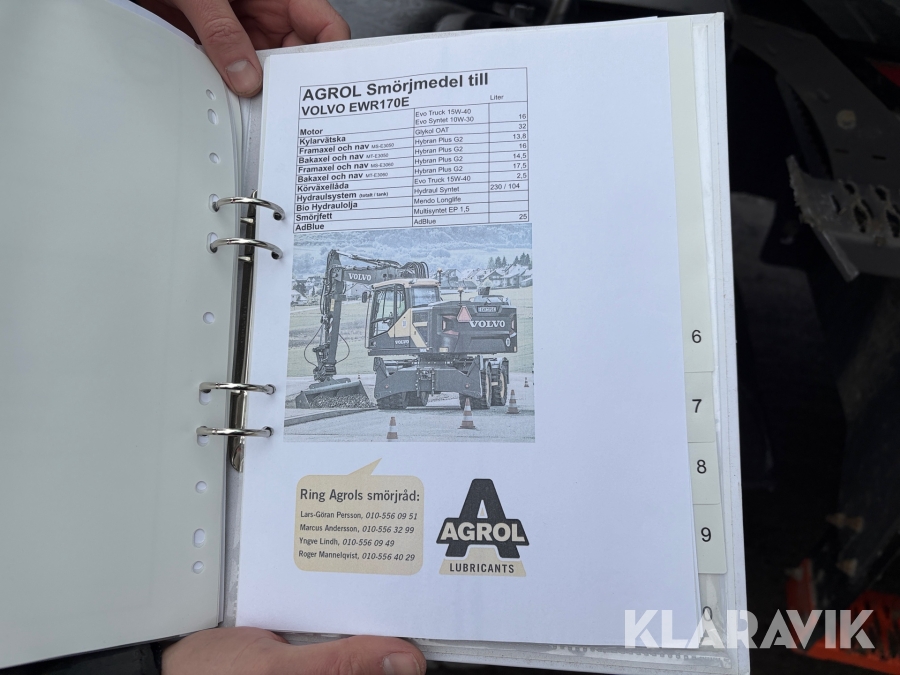 Grävmaskin Volvo EWR170E med grävsystem och många redskap