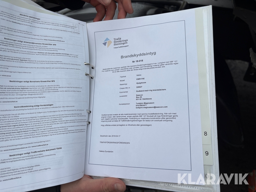 Grävmaskin Volvo EWR170E med grävsystem och många redskap