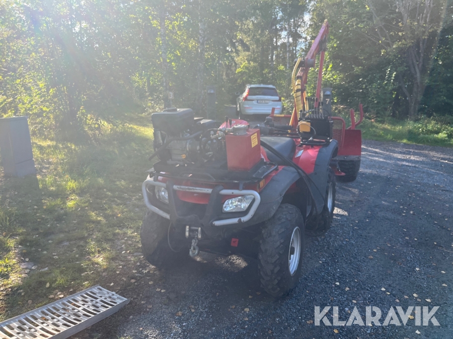 Skogsekipage Honda Foreman TRX500 med kranmanvagn & släpvagn