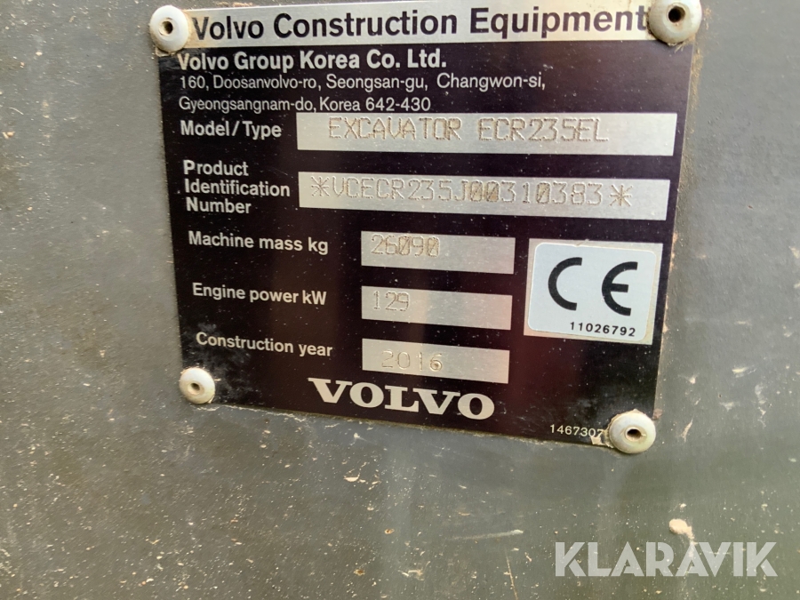 Bandgrävare Volvo ECR235EL