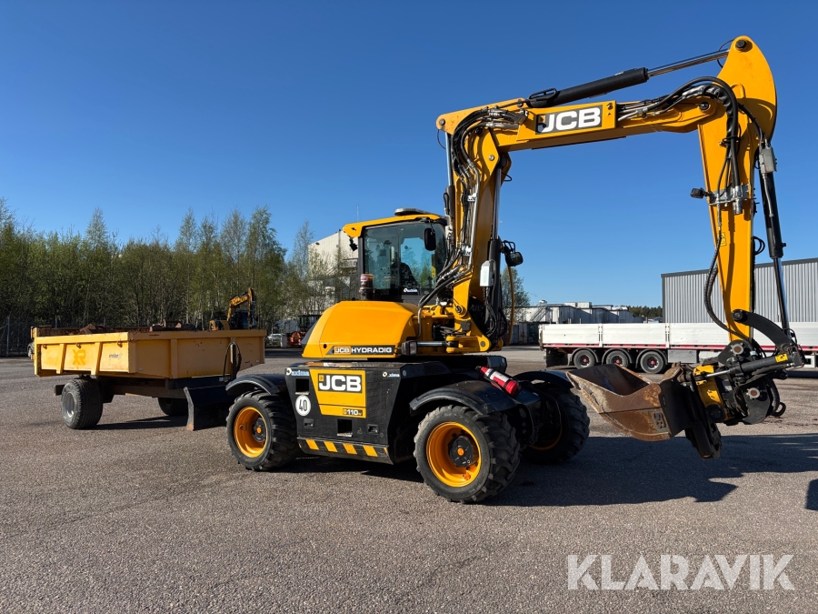 Grävmaskin JCB Hydradig 110w med vagn, skopor tiltrotator
