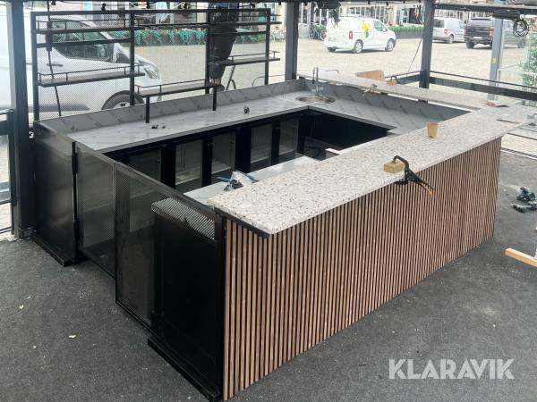 Bardisk uteservering rostfri bänk inkl barhylla