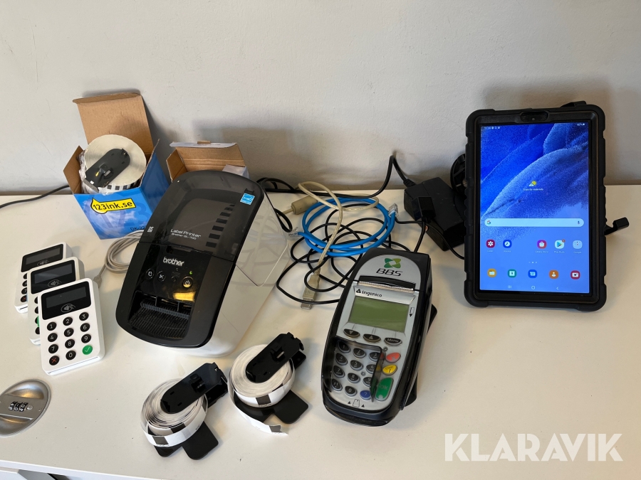 Surfplatta, iZettle 3st, etikettskrivare med mera Samsung med mera