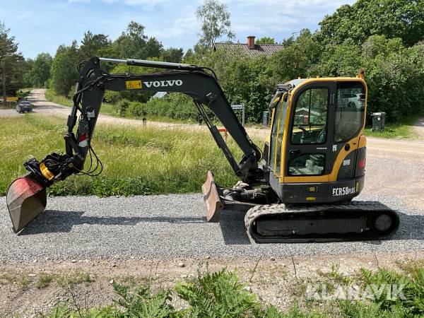 Grävmaskin Volvo ECR58 med tiltrotator och skopor