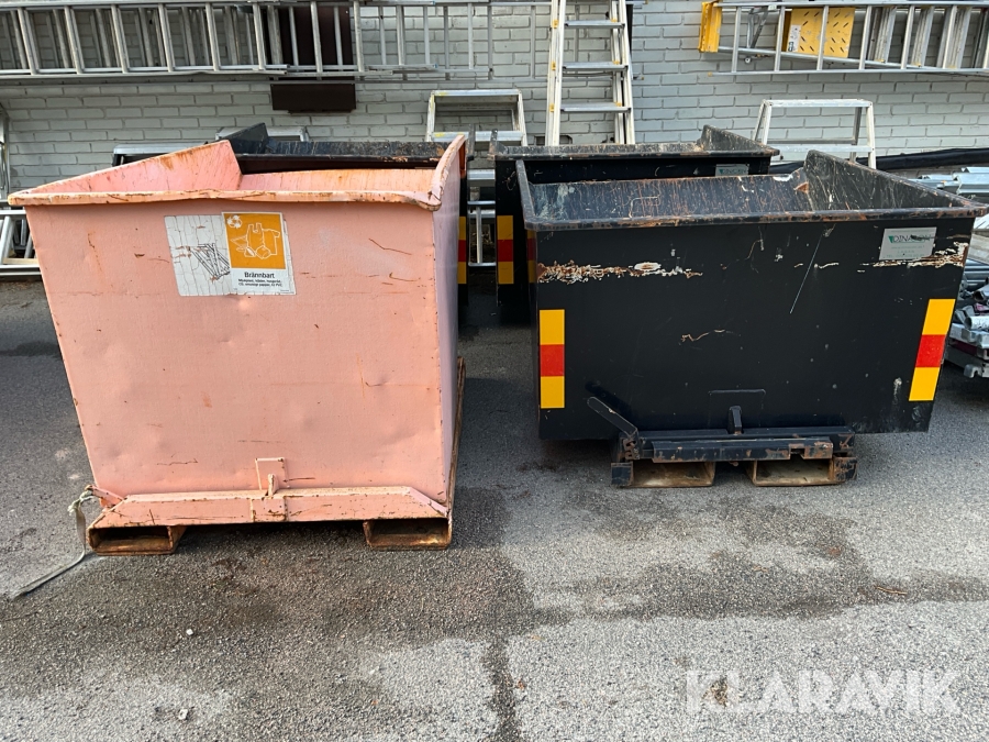 Tippcontainers Dinacon för truckgafflar, 4 st, ca 900liter