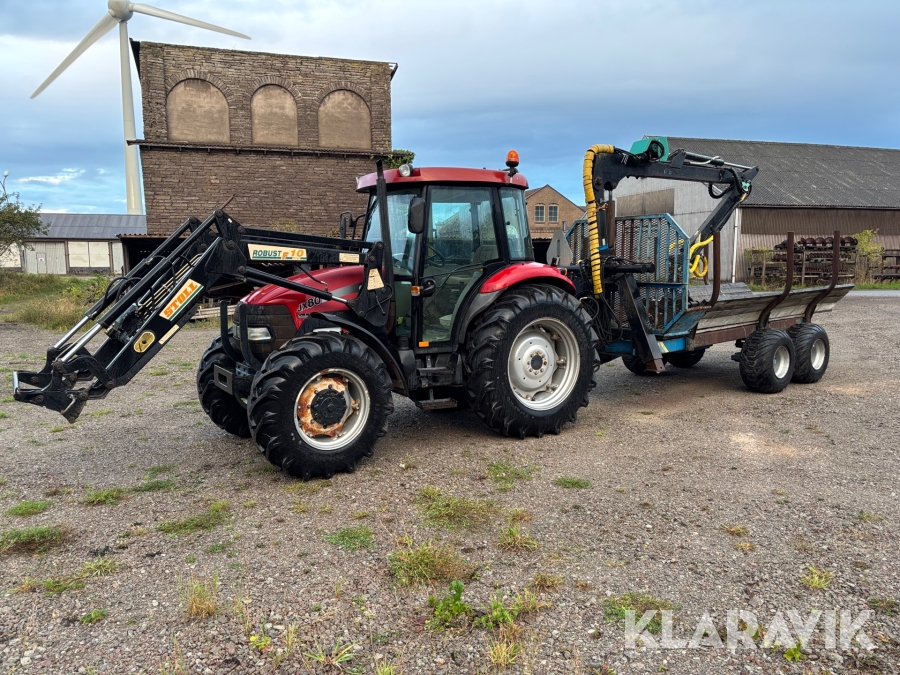 Traktor Case IH JX80 med skogsvagn & kran