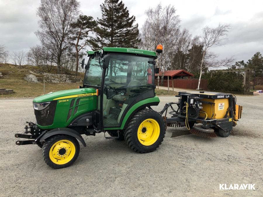 Traktor John Deere 2036 R + sopmaskin Bemab Geting G1