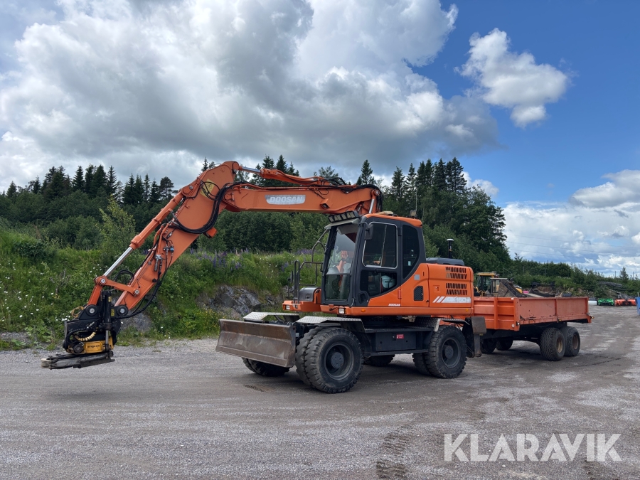 Hjulgrävare Doosan DX160W-3 med vagn, redskap, tiltrotator & grävsystem